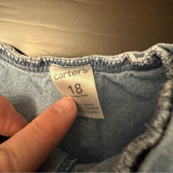 Carters toddler girl short sleeve cotton blue chambray top 18 months - Picture 5 of 8
